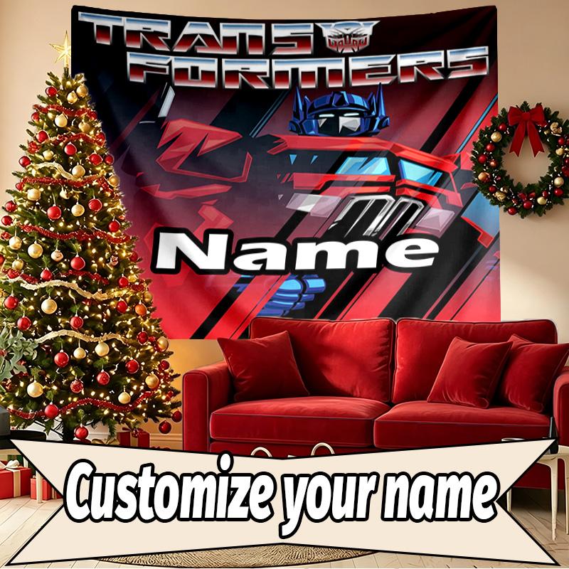 Custom Name Personalized Transformers Print Tapestry, Wall Art Decor, Bedroom, Dorm, Apartment, LivingRoom, Party Backdrop, Gift for Birthday