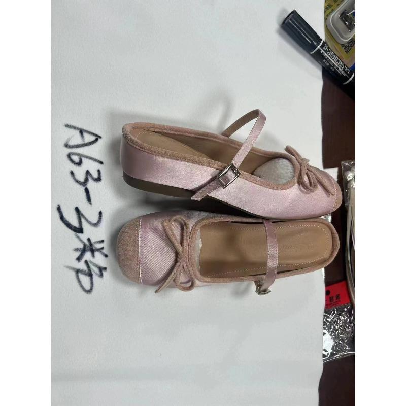 Sheepskin Height 5cm Semi-drag Bow Ballet Shoes Small Satin Background Empty One-length Strap Sandals
