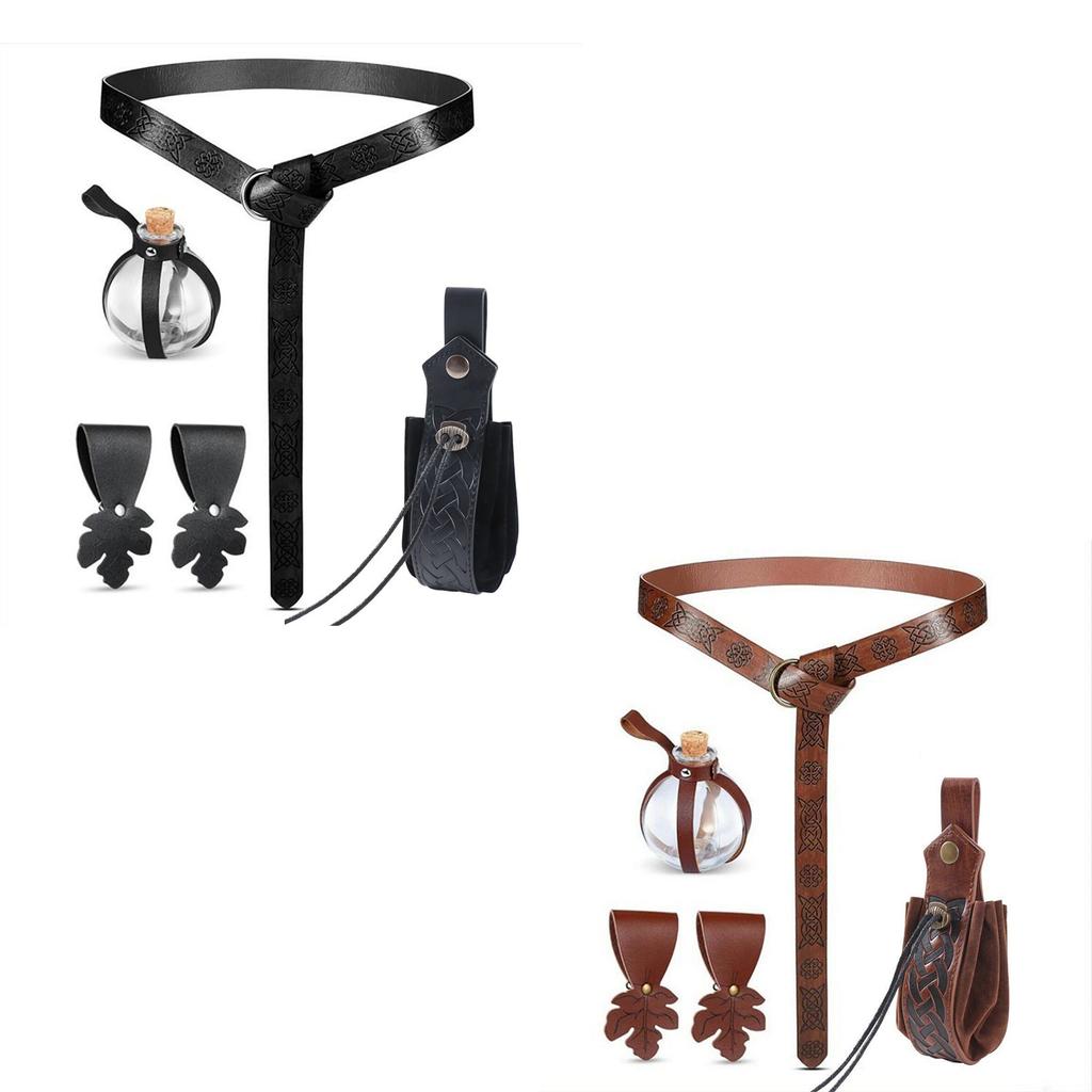 Medieval Accessory Embossed Belt with Coin Purse Halloween Dressingup Costume Waist Belt Pouch Carnivals Party Accessory