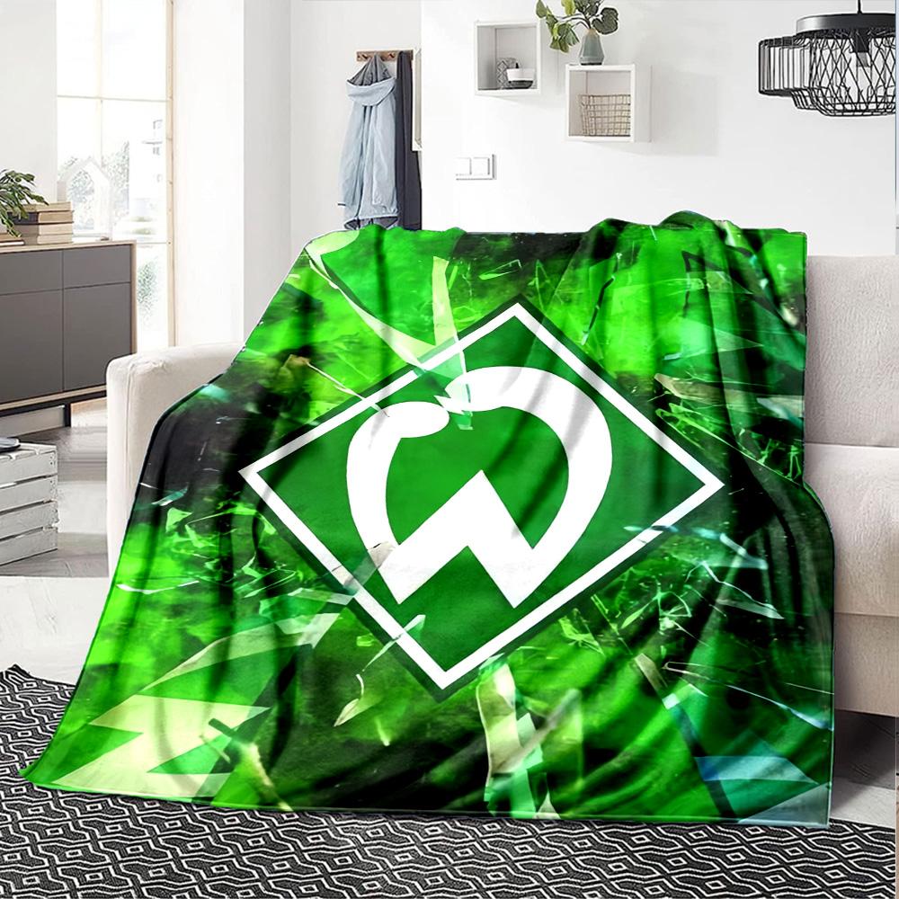 Fußballverein Diamant Logo Zerbrochene Grüne Textur Druck Flanelldecke Fußball Grafik Weiche Kuscheldecke Sportfan Schlafzimmer Dekor