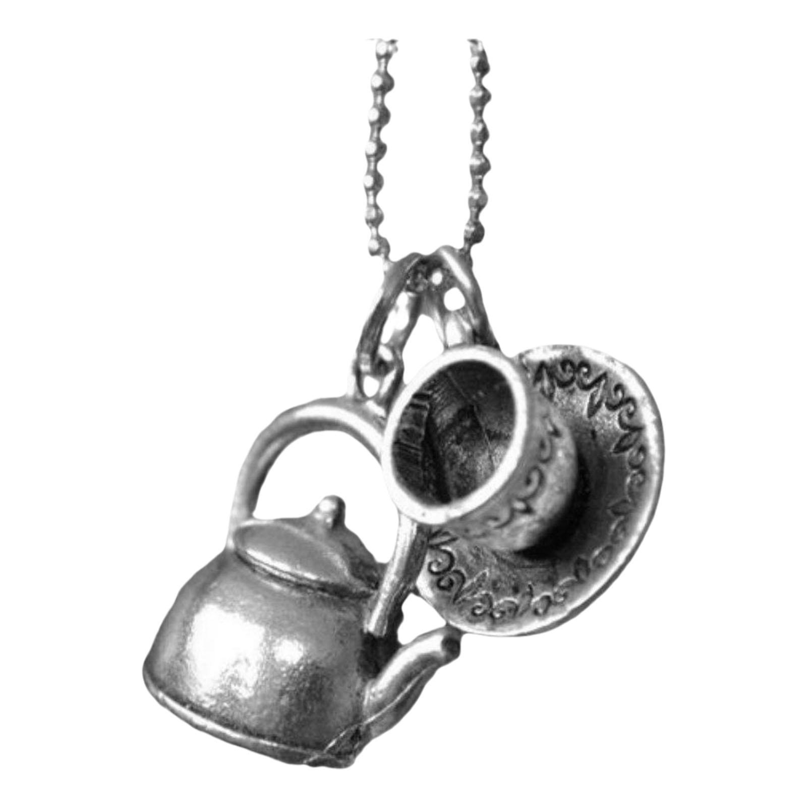 

Artistic Teapot Pendant Necklace Retro Beaded Chain Jewelry for Layer Stacking and Artistics 1