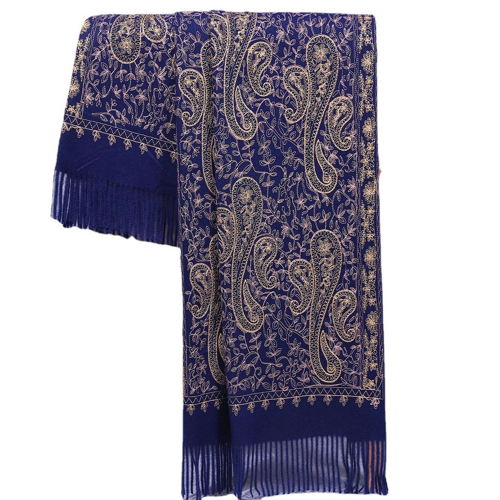 Nepal Embroidered Cashew Flower Ethnic Style Scarf for Women, Autumn and Winter Wedding Banquet Thickened Cheongsam Shawl for Scenic Areas