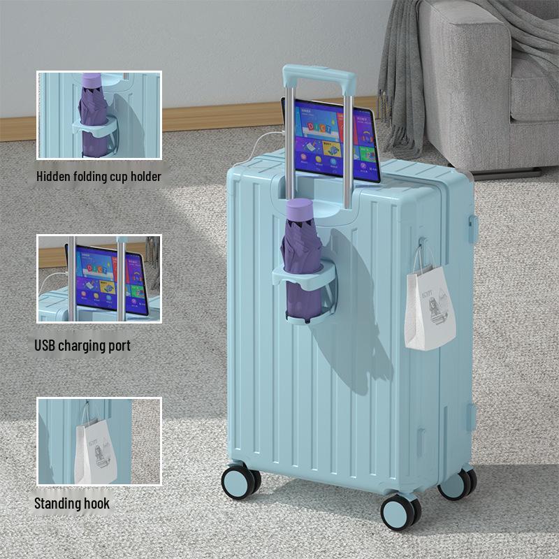 2025 Large Capacity Leather Suitcase with Universal Wheels and Combination Lock