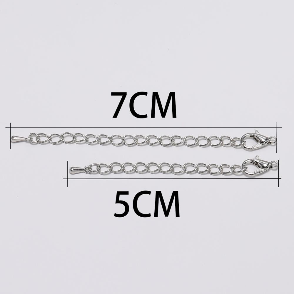 10pcs/lot 50 70mm Tone Extended Extension Tail Chain Lobster Clasps Connector For DIY Jewelry Making Findings Bracelet Necklace