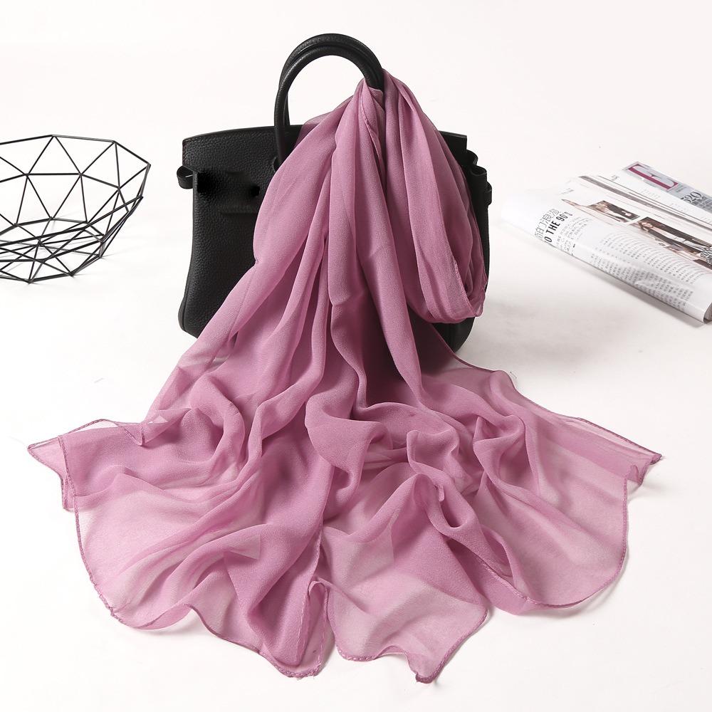 Fashion Chiffon Women Scarf Thin Solid Color Long Shawls and Wraps Soft Breathable Beach Sunscreen Hijab