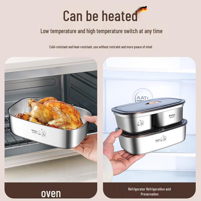 Ruhan 304 Stainless Steel Double Compartment Lunch Box, 1200ML