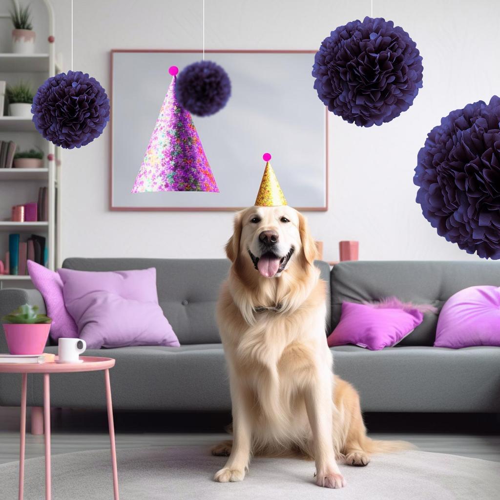 7.8inch Purple Pom Pom Paper For Birthday Party Flower Balls Paper Hanging