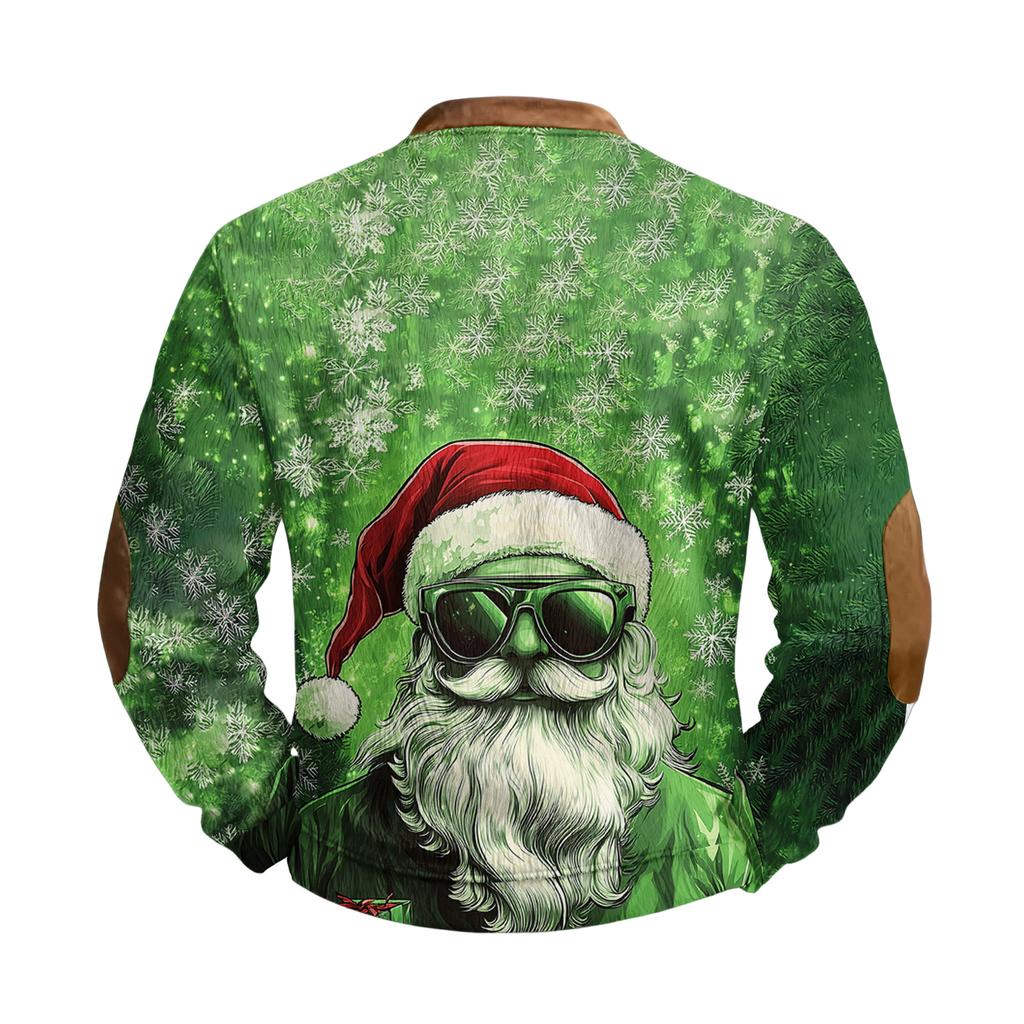 Mens Christmas Sweater Zip Up Sweatshirts Vintage Knit Graphic Sweatshirt Xmas Stand Collar Pullover