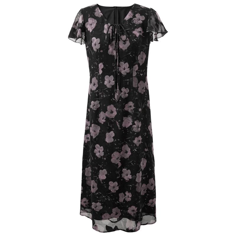 Women s French Floral V-Neck Maxi Dress M