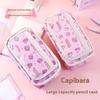 Cartoon Cute Capybara Pencil Case Students Multi-Functional Pen Bag Stationery Storage Box Large Capacity Stationery Box