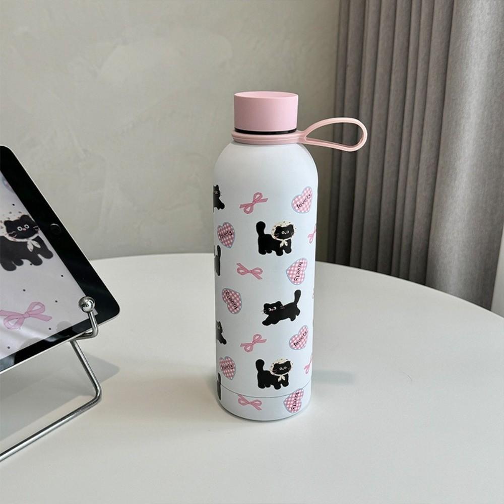 Stainless Steel Thermal Cup 500ml Insulated Water Bottle Cute Students Coffee Mug  Outdoor Travel