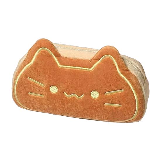 Plush Cat Pencil Case Cute Animal Pencil Pouch Large Capacity Stationery