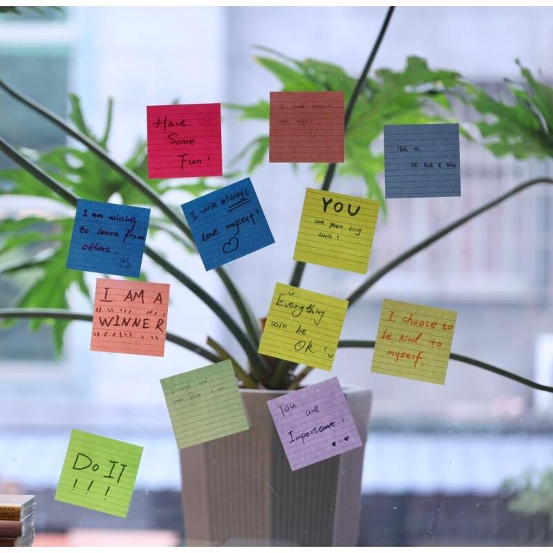 Lined Sticky Notes Self Adhesive Memo Pad Colorful Message Paper For Office School Supplies