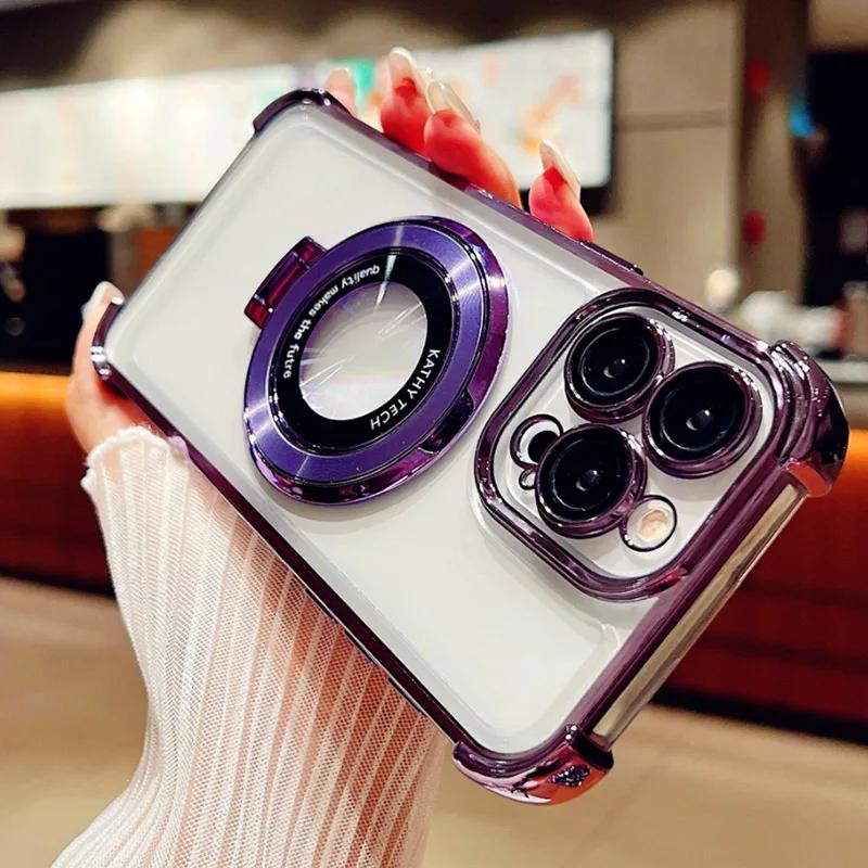 For Redmi 15C Glitter Plating Magnetic Magsafe Bracket Case for Xiaomi Redmi 15C Note 15 14 Pro Plus 14C 4G 5G Stand Soft Cover