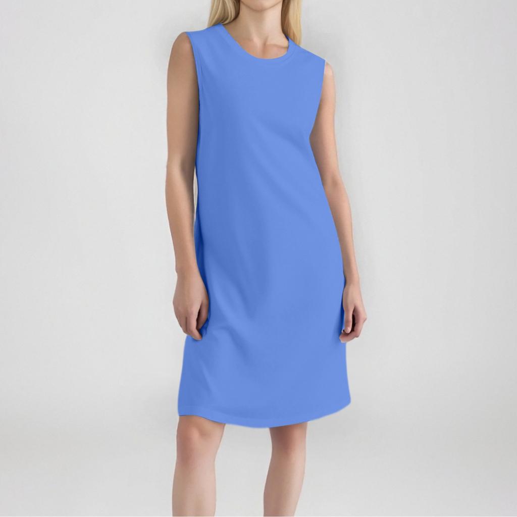 Women's Fashion Casual Color Round Neck Sleeveless Short Dress