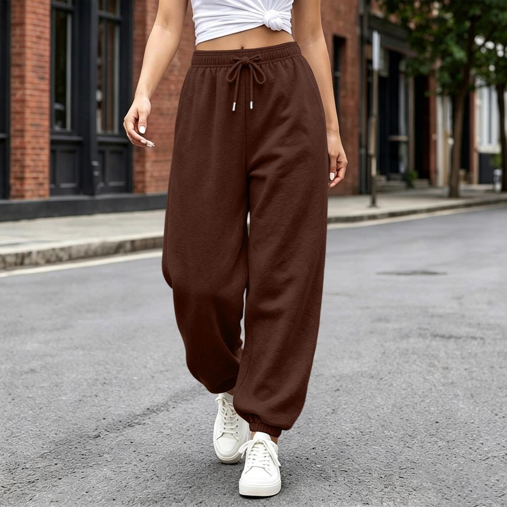 Pantalones Casuales para Mujer con Dobladillo, Ajuste Holgado, Pantalones de Chándal de Color