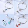 Purple Iris Blue Anemone Pendant Heart Tulip Originalcopper Bead Fit Bracelet Diy Fine Gift Women Jewelry Accessory