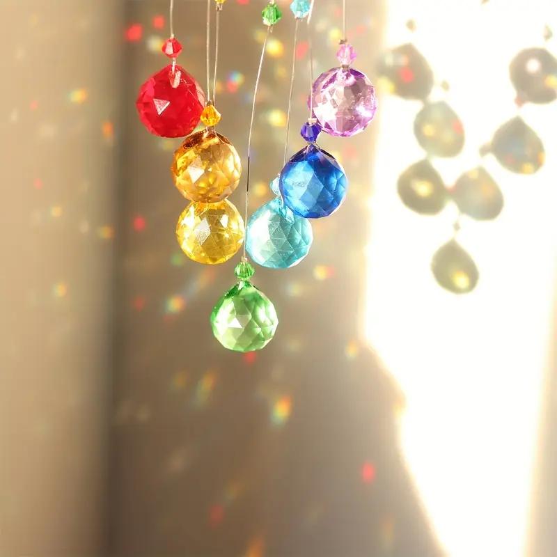 1Pc Crystal Glass Sun Shade Chakra Color Ball Prism Tree Of Life Window Hanging Ornament Rainbow Sun Catcher Premium