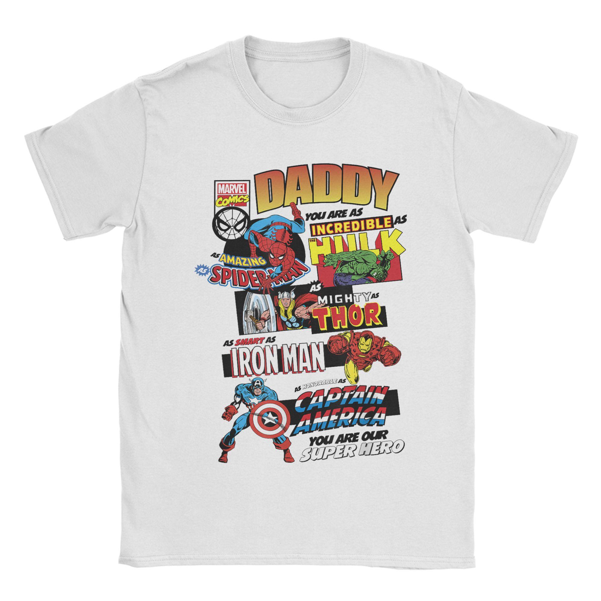 

Avengers Father s Day Retro Comic Dad T-Shirt Men Cartoon Funny Cotton Tee Crewneck Short Sleeve T Shirts Unique merchandise 2XL