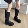 Thick-soled black boots women's 2025 new spring and autumn but knee-long boots Maillard skinny tall knight boots