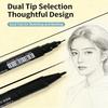 Dual Tip Art Markers, Fine & Broad Point Black Ink Pens, Water-Based Quick-Dry For Drawing, Sketching, Marking