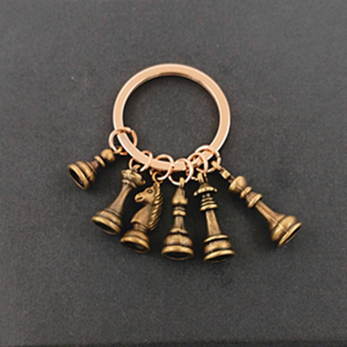 European Retro Chess Metal Keychain Pendant
