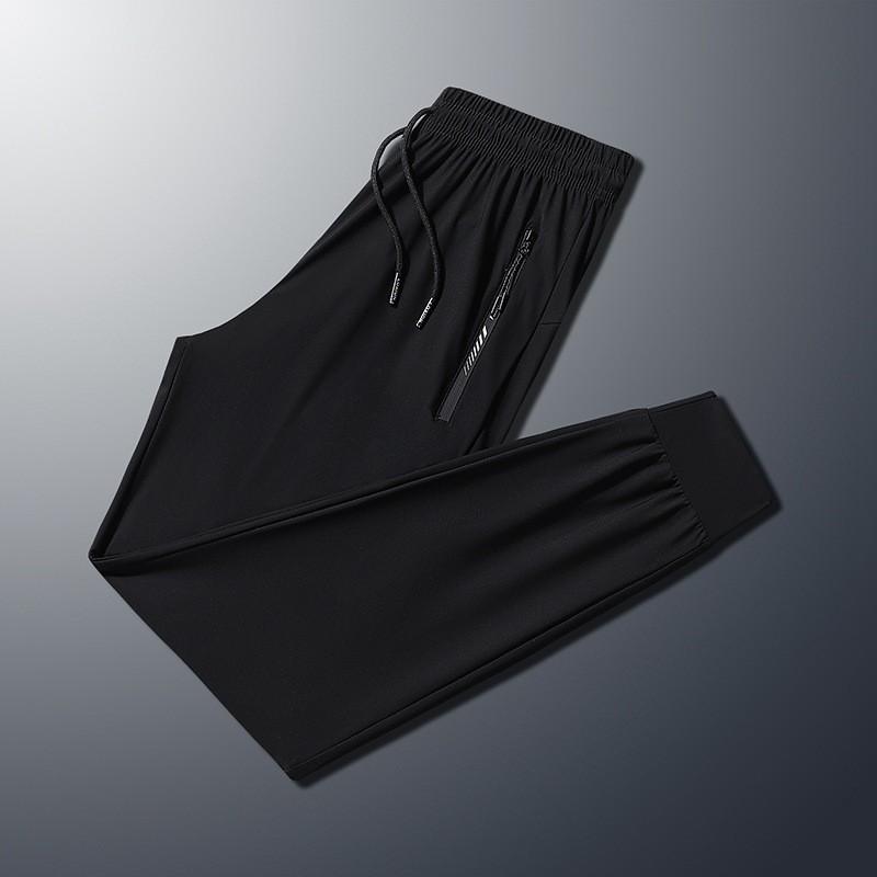 Mens Summer Ice Silk Casual Pants With High Elasticity For Big Men And Daily Wear