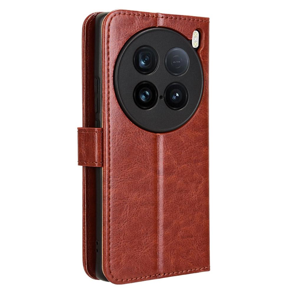 For vivo X100 Ultra 5G Protective Case Leather Wallet Phone Cover Crazy Horse Texture