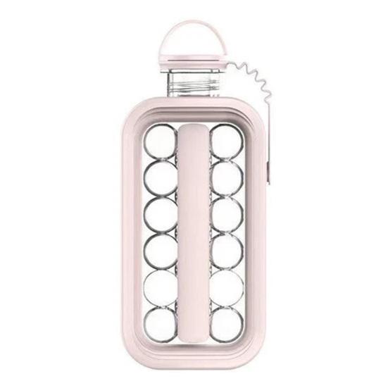 Ice Cube Mold with Lid 1.2L High Capacity 2 In 1 Ice Bottle Ice Cube Tray Foldable Odor-Free Ice Hockey Maker