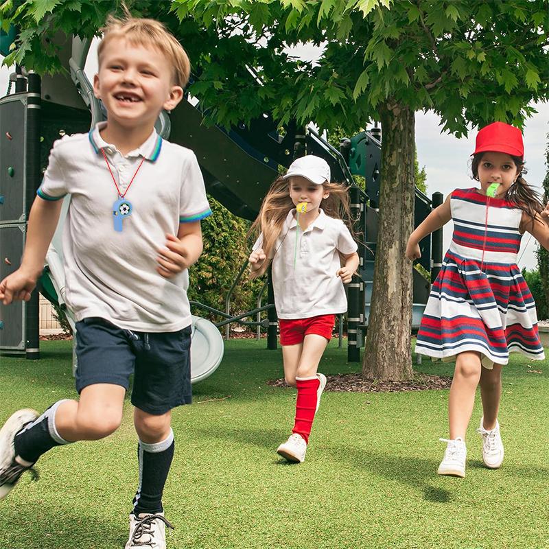 24pcs Mini Plastic Whistles Kids Soccer Football Birthday Party Favors Goodies Bag Pinata Filler Toys Boy Girl Christmas Gifts