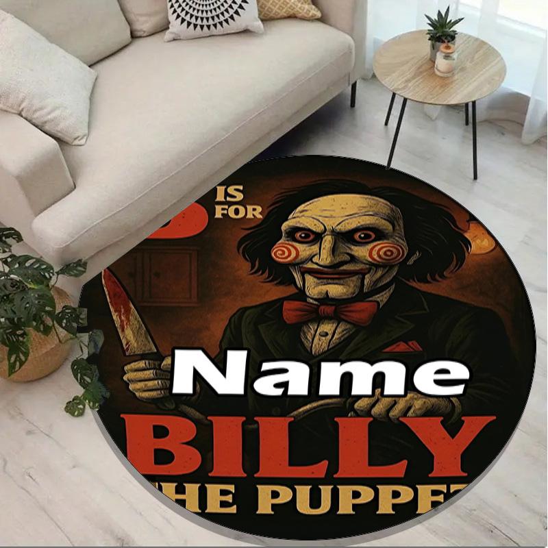 Custom Name Personalized Bride of Chucky Print Round Rug, Versatile Home Decor Carpet, for Playroom, Apartment, Balcony, Entryway, Hallway Gift