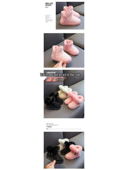 New Girls' All-Season Warm Waterproof Leather Snow Boots with Non-Slip Soles and Plush Lining – Ideal for Autumn and Winter.