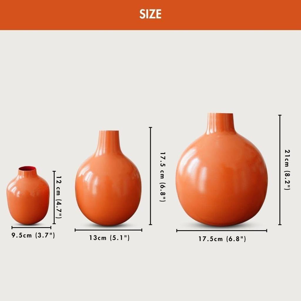 Metall-Blumenvase für Wohnkultur, Massive Metallvase für Bürotischdekorationen, Geschenk zum Geburtstag Set aus 3 (Blumen nicht im Lieferumfang enthalten)