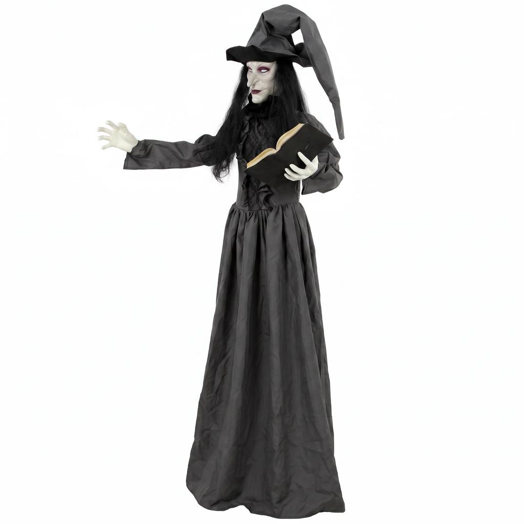 180cm Life Size Animated Witch Halloween Decorations Outdoor Indoor, Scary Halloween Animatronics Decor