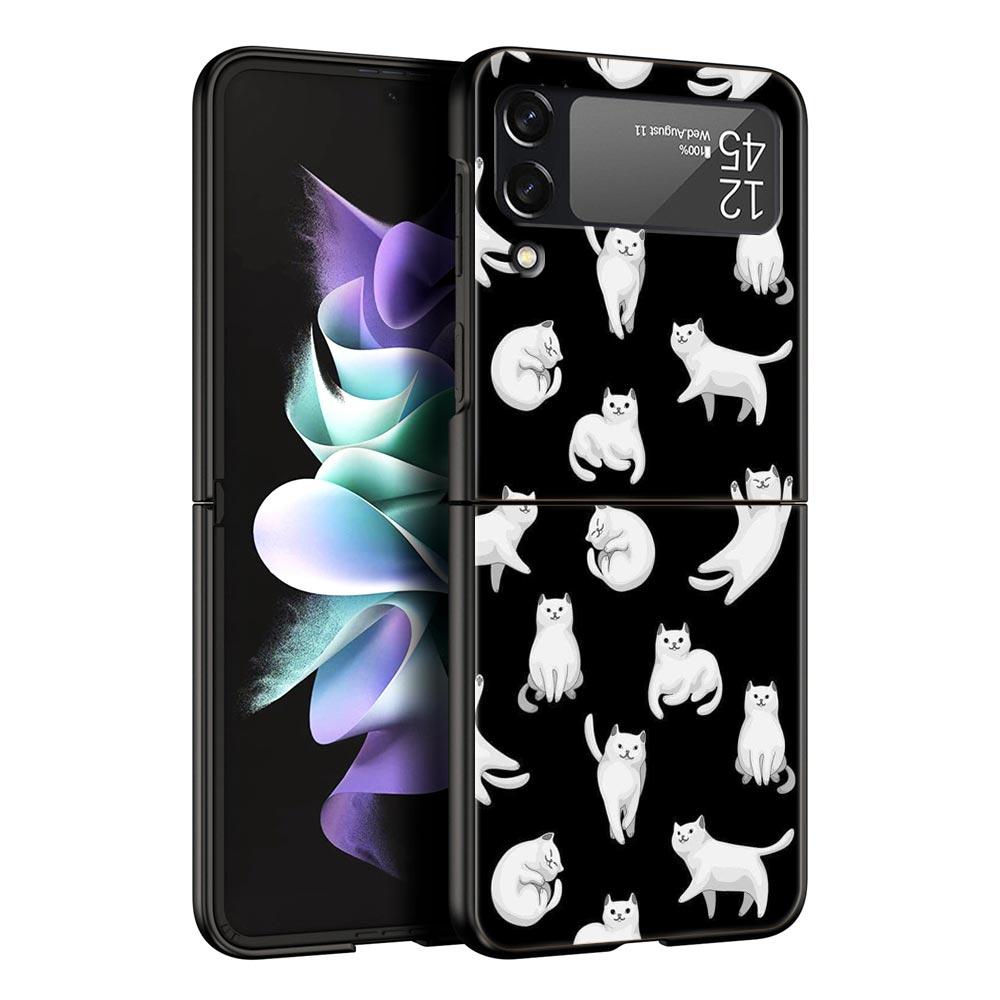 Funny Black Cat Phone Case For Samsung Galaxy Z Flip3 Flip4 Flip5 Case Shell For Z Flip 3 4 5 6 7 Hard Folding Cover