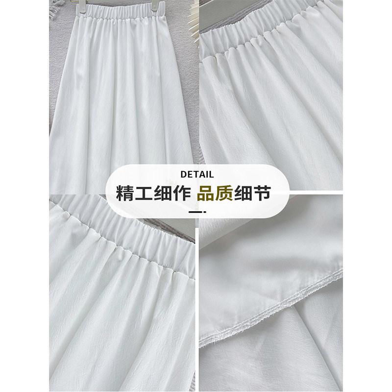 White skirt long women's new small white skirt half skirt drape a word pleated long skirt summer