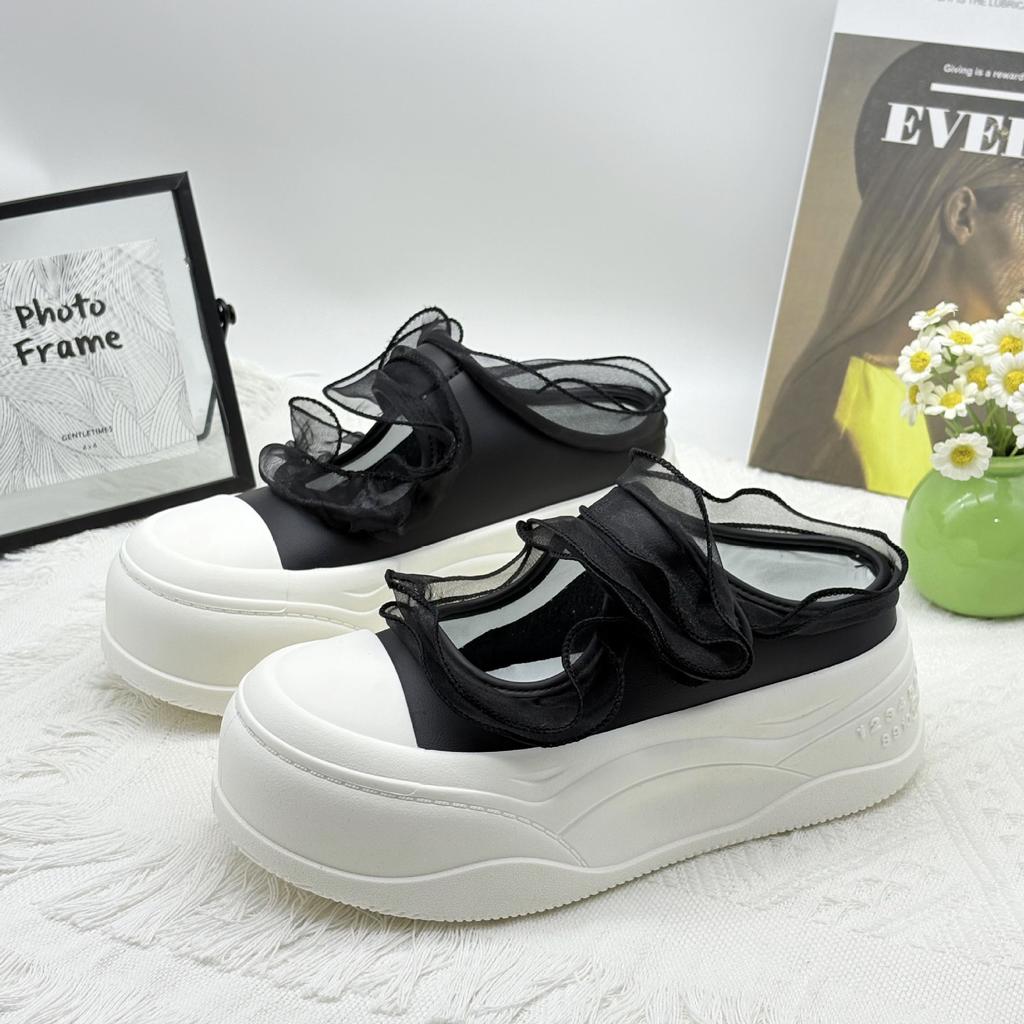 Niche Versatile Hollow Casual Shoes Fashion Shallow Mouth Summer Lace-up Velcro Mary Jane Shoes Platform Breathable New Models
