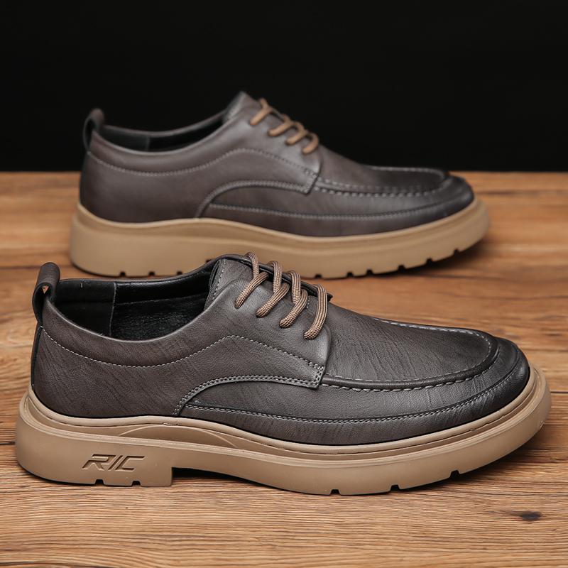 Fashion Men Fashion Casual Leather Shoes lace up Hot Sale Classic Flats Brand Male Outdoor Sneakers Work Oxfords Shoes Casuales flat