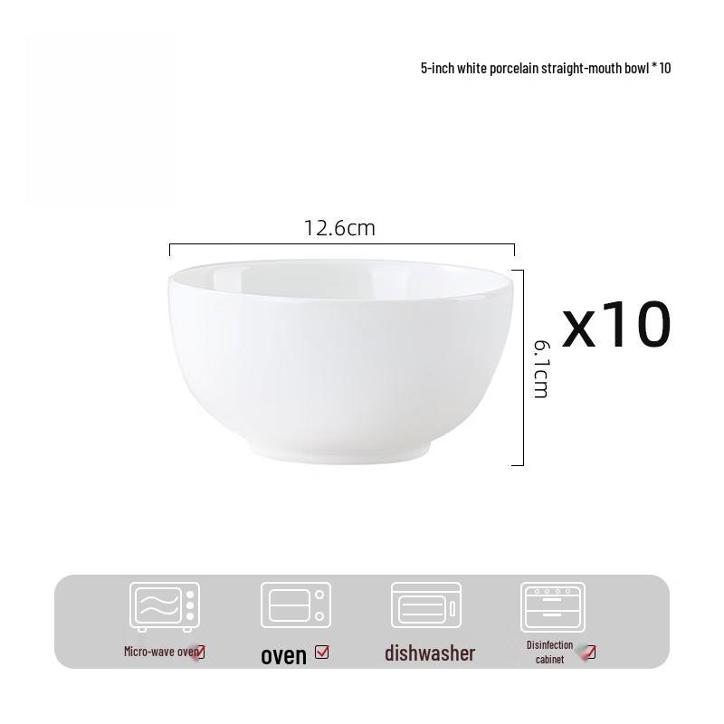 Ru Han Minimalist 5-inch White Ceramic Versatile Bowl Set of 10