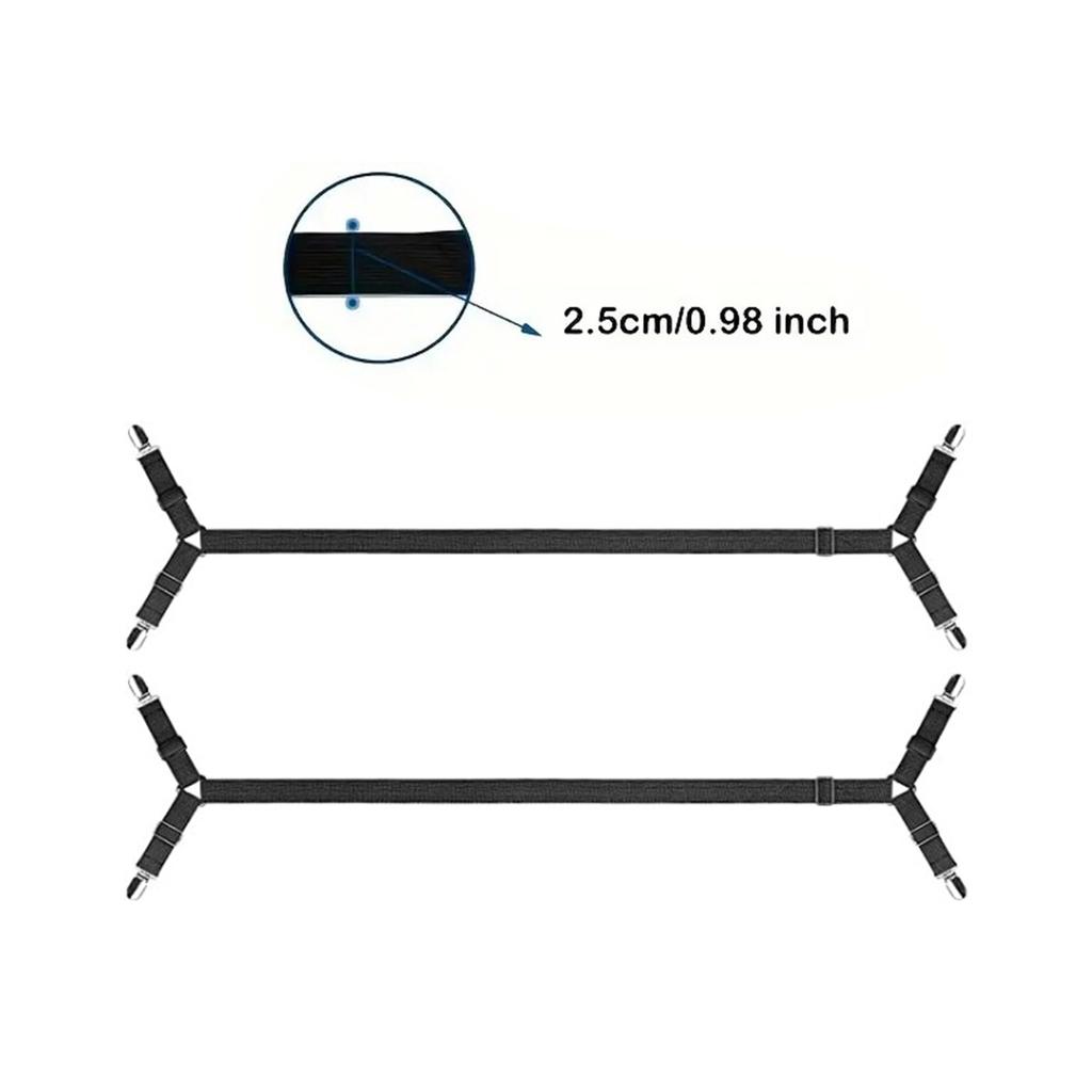 Set of 2 Strong Polyester Bed Sheet Tensioners with Metal Clips Secure Fit Sheets Nonslip Design Bed Sheet Holder Strap