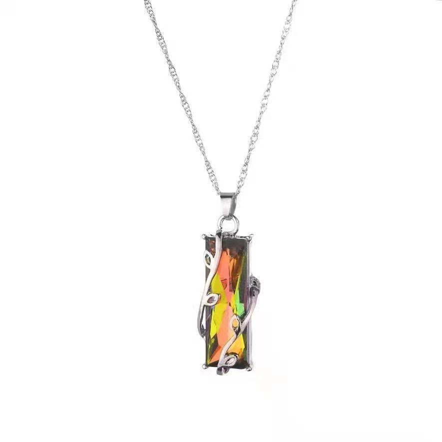 Nordic fashion personality colorful necklace with colorful stones, hot selling glass pendant, fashionable charm jewelry gift