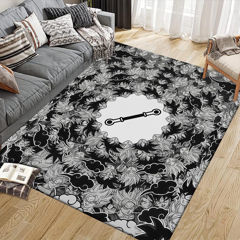 Goku Home Sofa Dekoration für Wohnzimmer & Schlafzimmer, Rutschfeste Spiel-Flanell-Fußmatte für Spielzimmer 40x60cm( 15x23in )