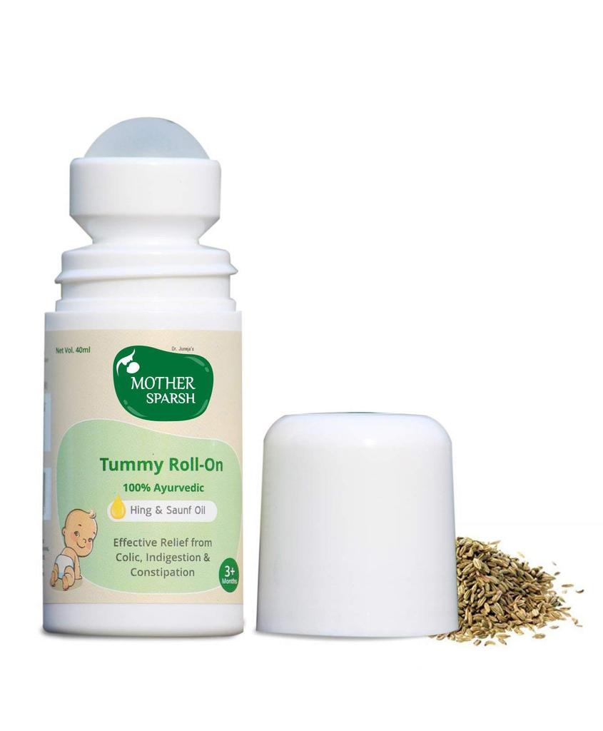 Mother Sparsh Tummy Roll On For Baby, Colic Relief, Constipation and Indigestion With Hing & Saunf | 100% Ayurvedic - 40ml (Pack of 8)