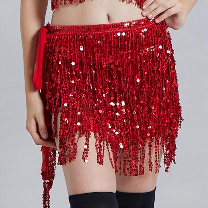 Belly Dance Sequin Tassel Hip Scarf One Size