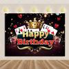 Decorazioni Festa di Compleanno a Tema Carte da Gioco Striscione Sfondo Casinò Dado da Poker Sfondo Scintillante Forniture Oggetti di Scena per Fotografia