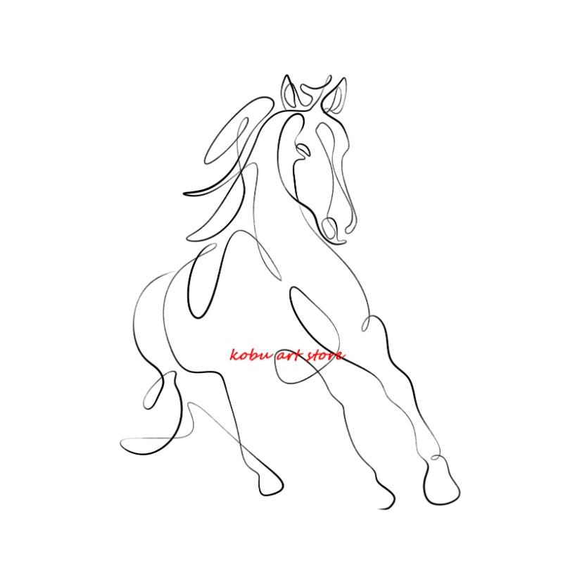 Horse Single Line Art Modern Minimalist Posters Prints Canvas Painting Animal Horse Wall Art Picture for Living Room Home Decor