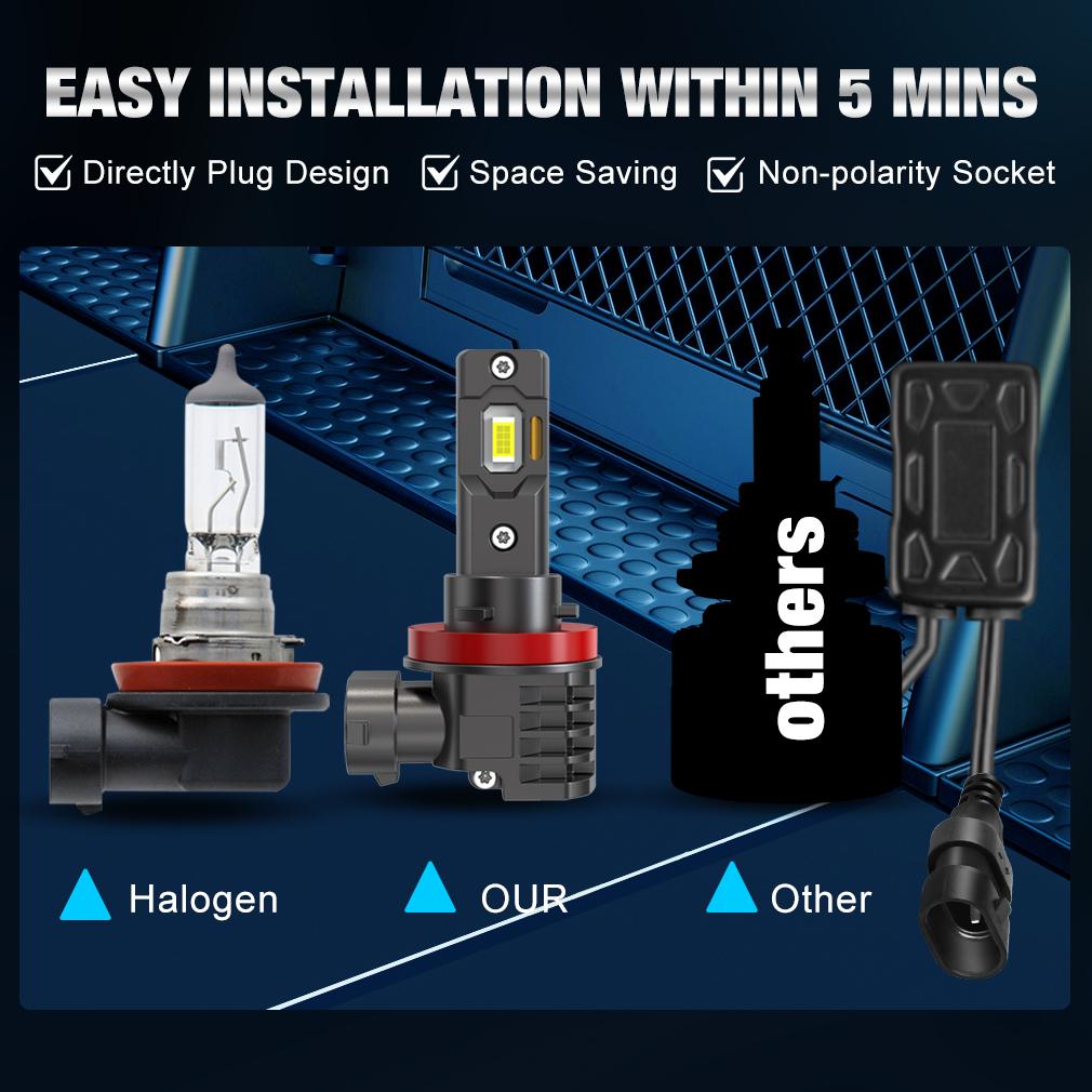 2ks Canbus H11 LED H8 9005 HB3 9006 HB4 LED žiarovky do predných svetlometov 6000K 60W 32000Lm Super jasné bez ventilátora 16-jadrové CSP DRL hmlové svetlo diaľkové svetlo