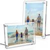 Acrylic Picture Frame 4x6, 2 Pack of Clear Magnetic Picture Frame with Diamond-Edge Design for Portrait or Landscape Display-Modern Frameless Lucite
