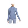 Nike Solid Color Logo Sports Training Casual Sun Protection Quick-Dry Reflective Half-Zip Pullover Long Sleeve T-Shirt Women Tops Blue FB4317-493