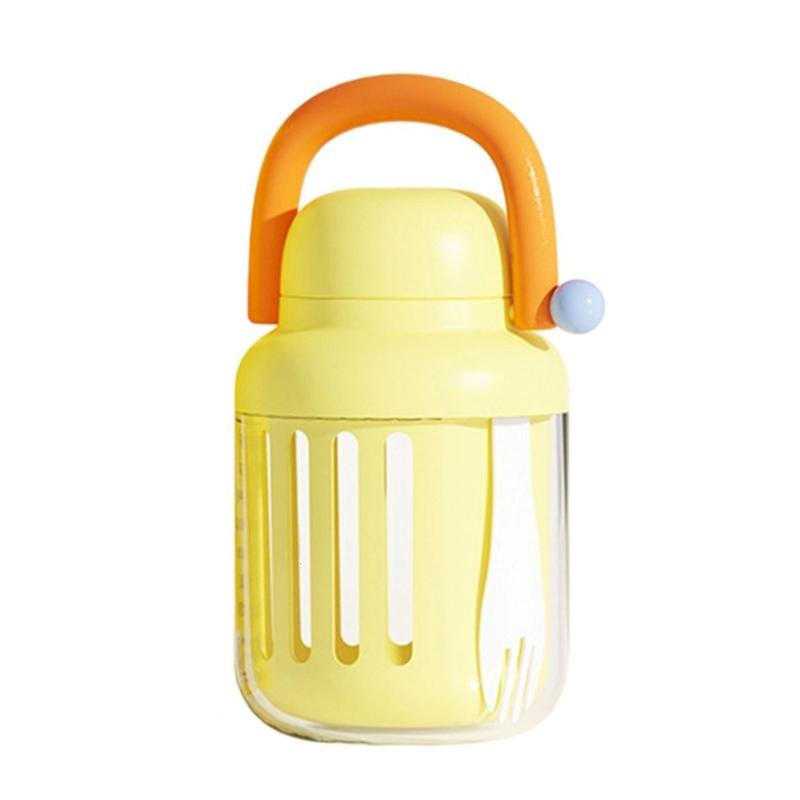 

Portable Salad Cup Double Layer Oatmeal Storage Cup Large Capacity Salad Cup with Spoon for Busy Individuals жёлтый